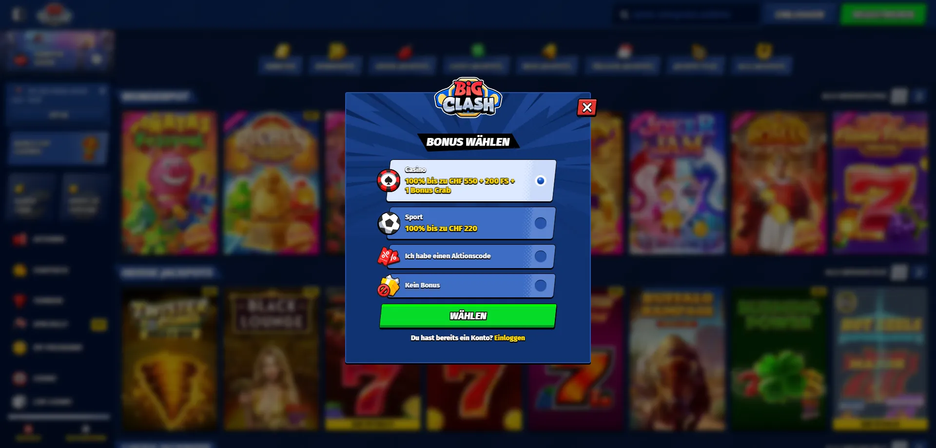 BigClash Casino Registrierung – Konto in wenigen Minuten erstellen